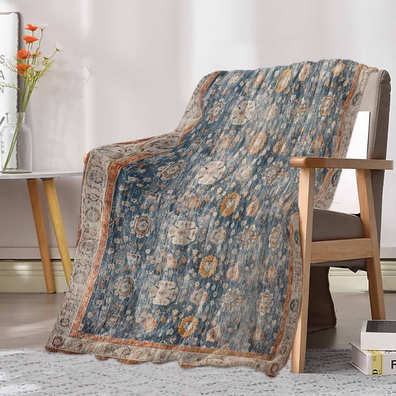 Flannel Fleece Throw Blanket Vintage Turkish Tattoos Lightweight Soft Plush Blankets 30x40in, Abstract Bohemian Art Cozy Warm Throw Blanket for Couch Sofa Bed Car Office