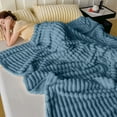 thumbnail image 1 of Flannel Fleece Throw Blanket Warm And Soft Striped Couch And Bed Blanket Cozy Microfiber Ribbed Sofa Decor For All Season P, 1 of 6
