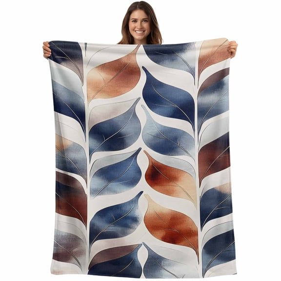 Flannel Fleece Throw Blanket Watercolor Palm Leaves Lightweight Soft Plush Blankets,Abstract Tropical Plants Cozy Warm Throw Blanket for Couch Sofa Bed Car Office 40x50in