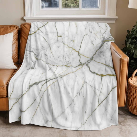 Flannel Fleece Throw Blankets Abstract Marble Texture Throws Blankets, Gray Stone with Stripes Lightweight Soft Warm Blanket for Couch Sofa Bed Living Room All Season Use, 50x60in