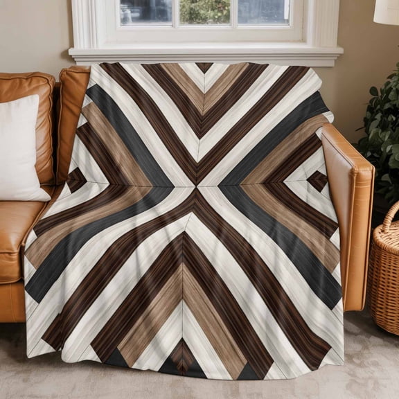 Flannel Fleece Throw Blankets Bohemian Brown Beige Aztec Texture Throws Blankets, Western Native Tribal Lightweight Soft Warm Blanket for Couch Sofa Bed Living Room All Season Use, 50x60in