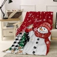 thumbnail image 1 of Flannel Fleece Throw Blankets Christmas Tree Red Snowman Throws Blankets, Xmas Animal Winter Snowflake Lightweight Soft Warm Blanket for Couch Sofa Bed Living Room All Season Use, 50x60in, 1 of 9