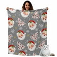 thumbnail image 1 of Flannel Fleece Throw Blankets Christmas Tree Winter Snowflake Throws Blankets, Cute Santa Claus on Gray Lightweight Soft Warm Blanket for Couch Sofa Bed Living Room All Season Use, 40x50in, 1 of 9