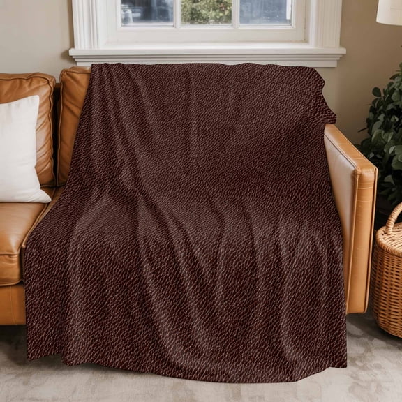 Flannel Fleece Throw Blankets Vintage Brown Cowboy Texture Art Throws Blankets, Leather Abstract Style Lightweight Soft Warm Blanket for Couch Sofa Bed Living Room All Season Use, 50x60in