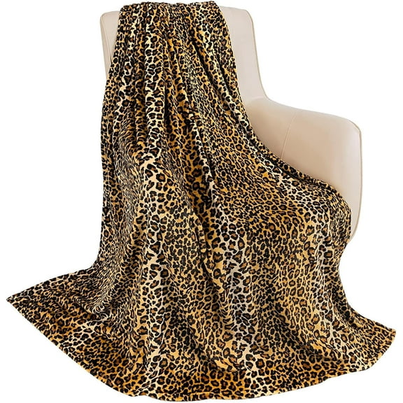 Flannel Fleece Twin Blanket for Couch, Leopard Print Blankets for Adult, Lightweight Cozy Soft Cheetah Blanket for Bed Sofa 260GSM, Suitable for All Seasons (Brown Leopard,60x80inches)