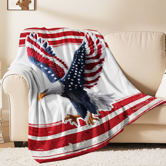 Flannel Fleece Twin Blanket, Soft Large Twin Blanket, Lightweight Cozy Plush Twin Blanket Fit Sofa Bed, 60"x80", Eagle