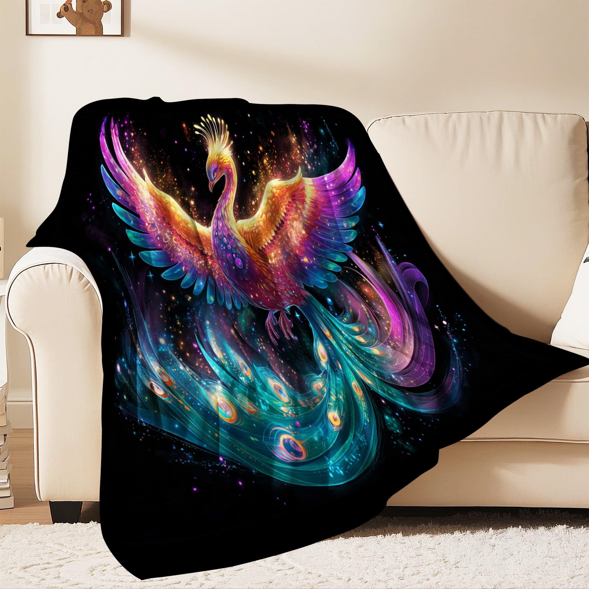 Flannel Fleece Twin Blanket, Soft Large Twin Blanket, Lightweight Cozy Plush Twin Blanket Fit Sofa Bed, 60"x80", Peacock