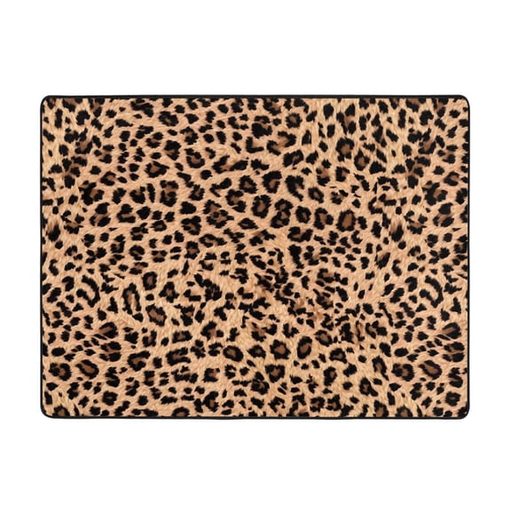 Flannel Floor Mat 63x48in Non-Slip Wear-Resistant Memory Sponge Point Plastic Bottom For Living Room Office Coffee Table Bed Balcony Animal Leopard Pattern (2)