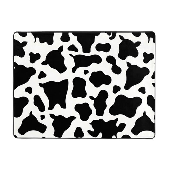 Flannel Floor Mat 63x48in Non-Slip Wear-Resistant Memory Sponge Point Plastic Bottom For Living Room Office Coffee Table Bed Balcony Simple Cow Print Pattern, Vector Art Style_4
