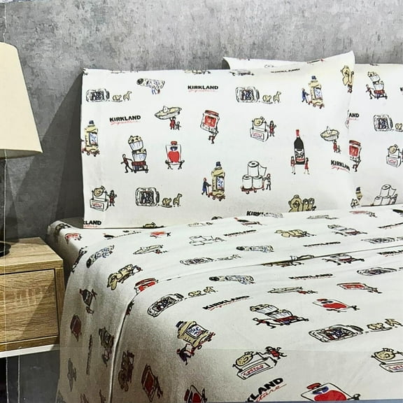 Flannel Portugal Flannel Sheet Set Queen Size - 100% Cotton, Double-Brushed Ultra-Soft Printed Bed Sheets, 4-Piece, Novelty Shopping Design