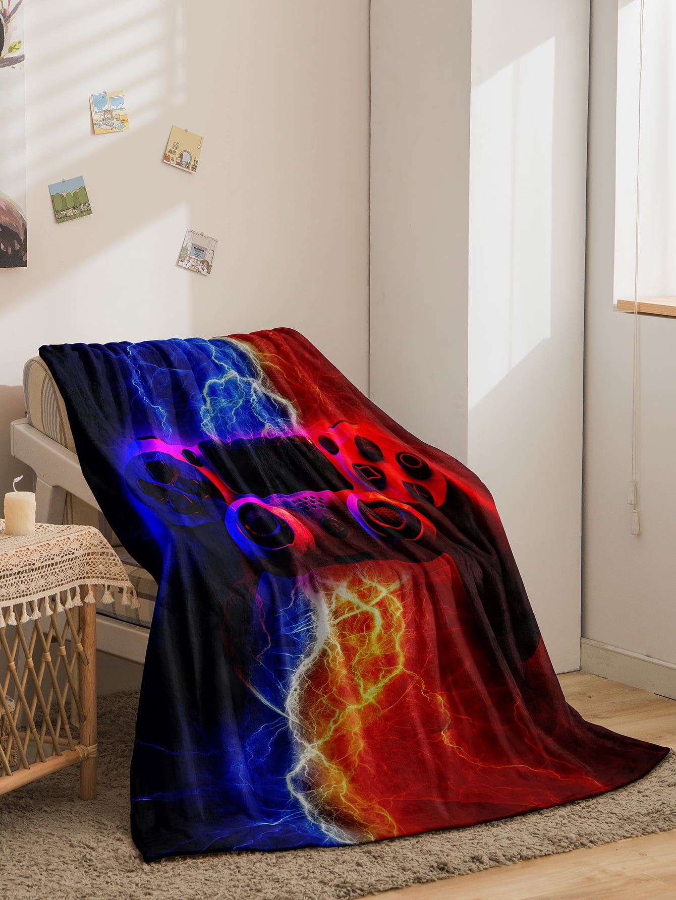 Flannel Gaming Throw Blankets for Boys Girls Teens,Soft Fluffy Video