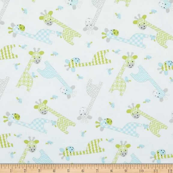 Flannel Giraffes & s White, Fabric by the Yard