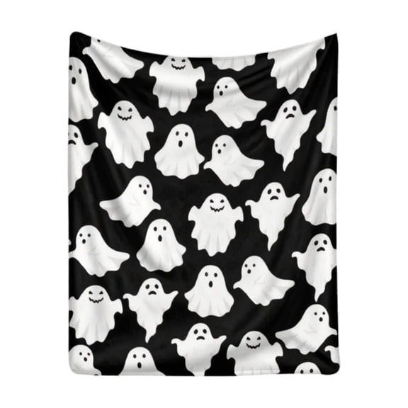 Flannel Halloween Blanket 28x39in, Plush Digital Print Throw, Soft Skin Friendly Pre-Shrunk Fabric for Sofa Bed Nap Travel Home Decor Gift(E)