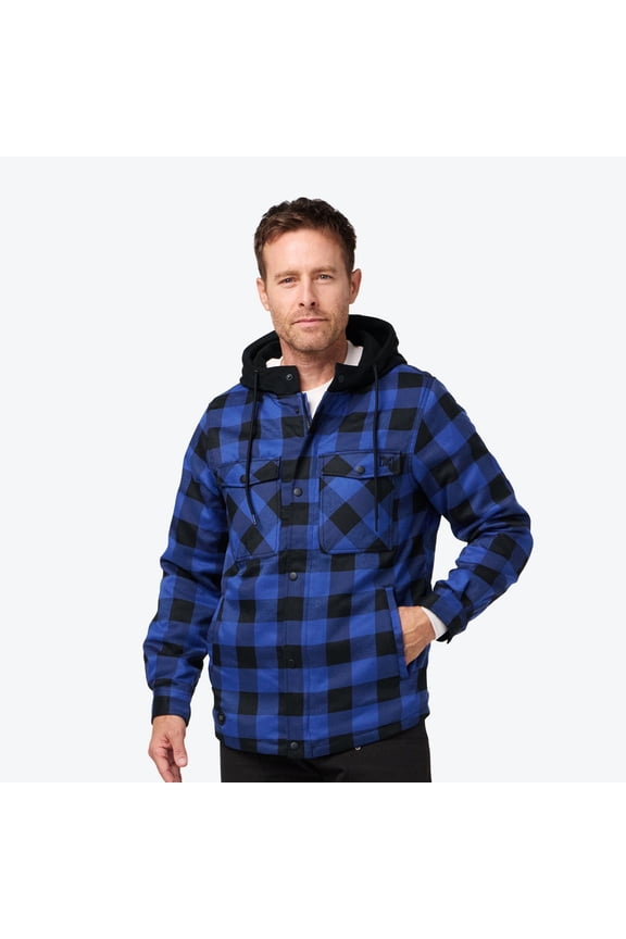 Flannel Heated Hoodie Jacket - Blue