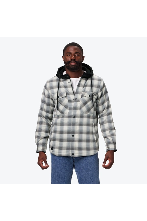 Flannel Heated Hoodie Jacket - Grey