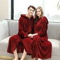 Flannel Hooded Bath robe Men's/Women's Thick Warm Zipper Long Bathrobe