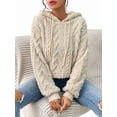 thumbnail image 1 of - Flannel Hooded Loose Pullover Sweater Winter Long Sleeve Warm Top  XL, 1 of 6