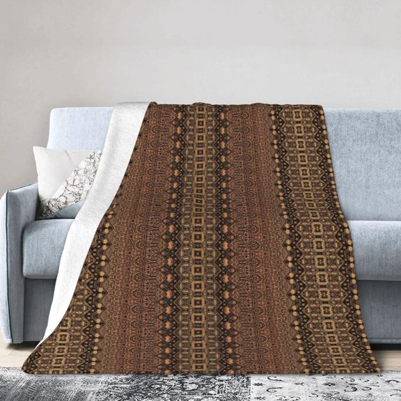 Flannel Indonesian Batik Throw Blanket- Ultra Soft Lightweight for Bed, Sofa, Travel & Camping 80"X60" Inch