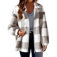 thumbnail image 1 of Flannel Jacket for Women Fleece Lined Full Zip Buffalo Plaid Shacket Long Sleeve Hooded Jackets Trendy Fall Winter Coat, 1 of 5