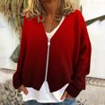 thumbnail image 1 of Flannel Jackets for Women, Open Front Long Sleeve Sweater Oversized Fall Winter Knit Coat Fashion Zip up Warm Cardigan New Cardigans for Women Trendy Red XL, 1 of 5