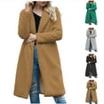 thumbnail image 1 of Flannel Jackets for Womens Winter Fashion Plus Size Solid Color Pocket Woollen Coat Recreational Long Sleeve, 1 of 7