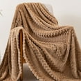 thumbnail image 1 of Flannel Jacquard Throw Blanket, Embossed Pattern, 28x39 Inch, Soft & Warm, Khaki, for Office & Sofa, 1 of 6