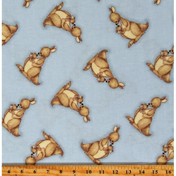 Flannel Kangaroos Joeys Animals Kids Babies Gray Cotton Flannel Fabric Print by the Yard (N-0960-90)