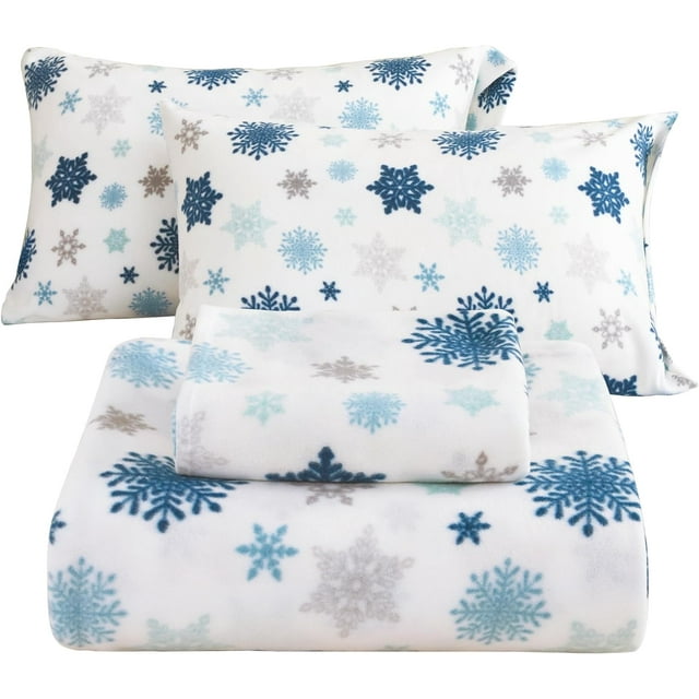 Flannel King Sheets Set 4Piece Micro Polar Fleece Bed Sets with 15" Deep Pocket Fitted Soft