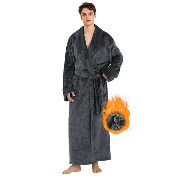 Mens Robe, PUTUO Robes for Men, Cozy Warm Soft Fluffy Fleece Bathrobe, Fuzzy Luxury Spa Dressing Gown for Men Gifts with Pockets