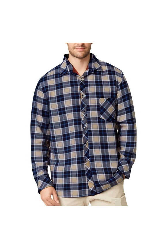 Flannel Long Sleeve Shirts for Men Casual Button Down Sherpa Lined Fuzzy Warm Fall Winter Pullover with Pockets Fashion Clothing