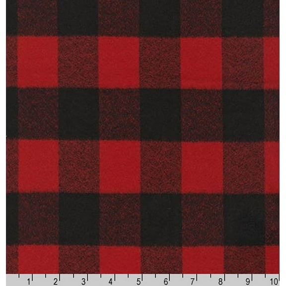 Flannel Mammoth Flannel Buffalo Plaid Buffalo Check Red Black Crepe Weave Woven Cotton Flannel Fabric (SRKF-14876-3 RED)