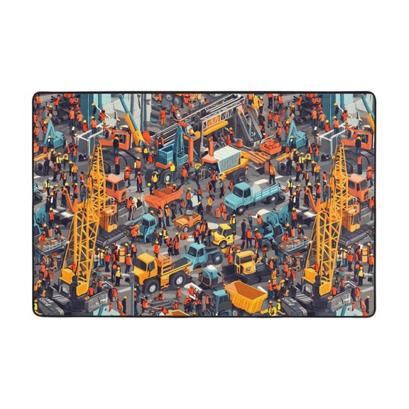 Flannel Non-Slip Mat Absorbent Soft To The Touch And Fine Fluff Not Fading Memory Foam Ball Engineering Vehicle (2) 72"X48"