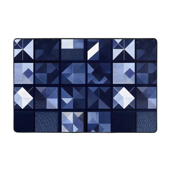 Flannel Non-Slip Mat Absorbent Soft To The Touch And Fine Fluff Not Fading Memory Foam Ball Midnightblue Geometric Patterns_3 36"X24"