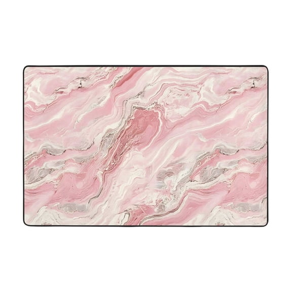 Flannel Non-Slip Mat Absorbent Soft To The Touch And Fine Fluff Not Fading Memory Foam Ball Pink Marble_21256_3 36"X24"