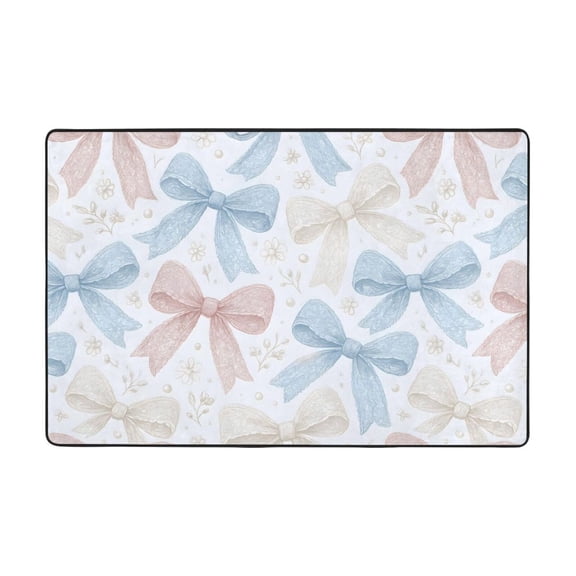 Flannel Non-Slip Mat Absorbent Soft To The Touch And Fine Fluff Not Fading Memory Foam Ball Romantic Vintage Lace Ribbon Bow Pattern 36"X24"