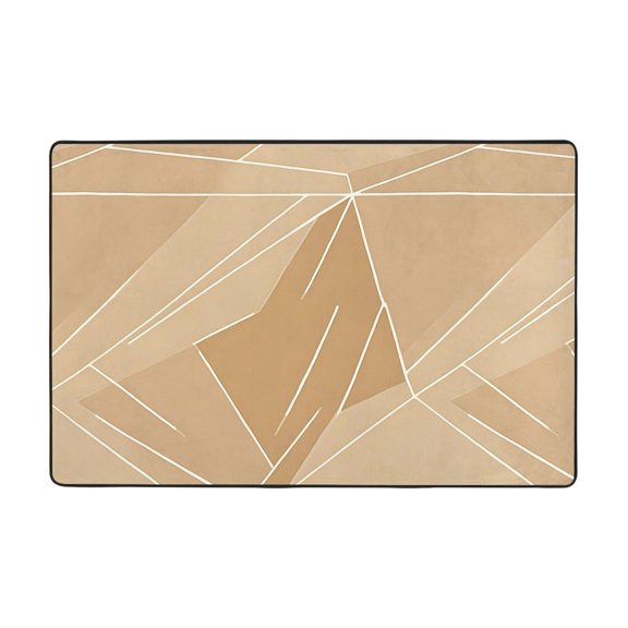 Flannel Non-Slip Mat Absorbent Soft To The Touch And Fine Fluff Not Fading Memory Foam Ball Tan Geometric Lines_2 36"X24"