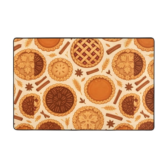 Flannel Non-Slip Mat Absorbent Soft To The Touch And Fine Fluff Not Fading Memory Foam Ball Thanksgiving Pie Pattern 36"X24"