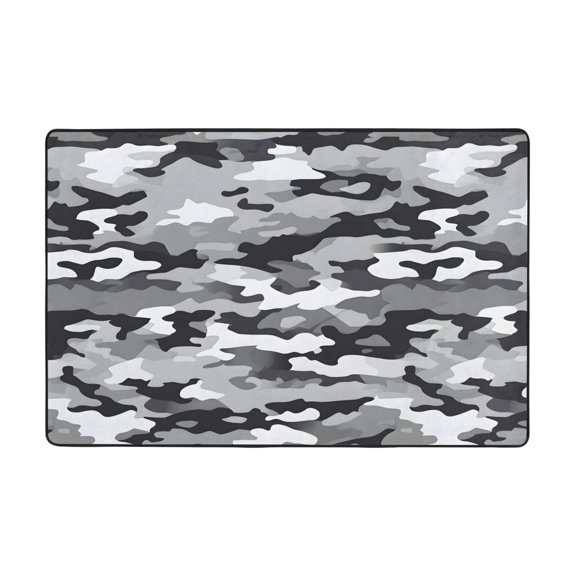 Flannel Non-Slip Mat Absorbent Soft To The Touch And Fine Fluff Not Fading Memory Foam Ball Vector Camouflage Pattern Gray_1 36"X24"