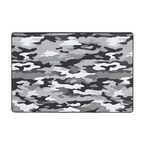 Flannel Non-Slip Mat Absorbent Soft To The Touch And Fine Fluff Not Fading Memory Foam Ball Vector Camouflage Pattern Gray_1 72"X48"