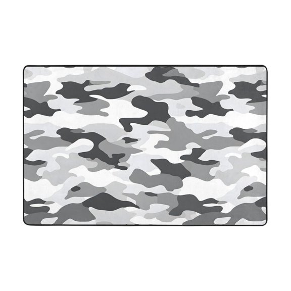 Flannel Non-Slip Mat Absorbent Soft To The Touch And Fine Fluff Not Fading Memory Foam Ball Vector Camouflage Pattern Gray_2 36"X24"