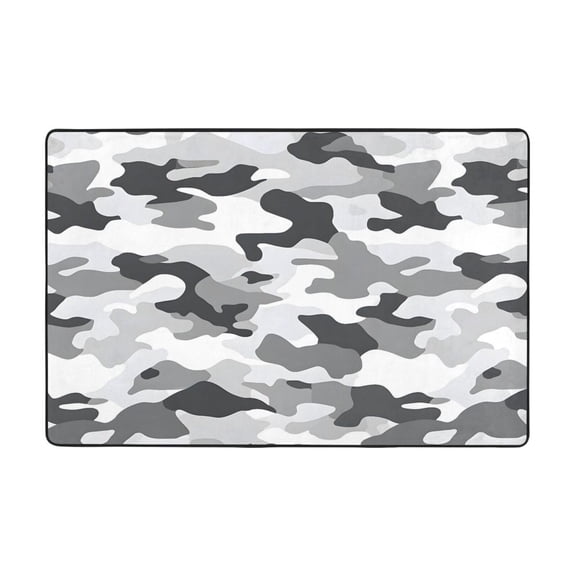 Flannel Non-Slip Mat Absorbent Soft To The Touch And Fine Fluff Not Fading Memory Foam Ball Vector Camouflage Pattern Gray_2 72"X48"