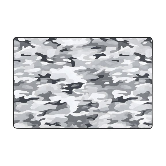 Flannel Non-Slip Mat Absorbent Soft To The Touch And Fine Fluff Not Fading Memory Foam Ball Vector Camouflage Pattern Gray_3 36"X24"