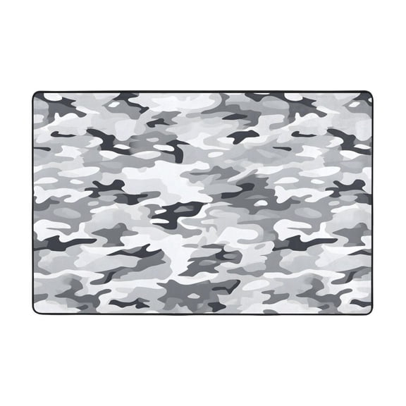 Flannel Non-Slip Mat Absorbent Soft To The Touch And Fine Fluff Not Fading Memory Foam Ball Vector Camouflage Pattern Gray_3 72"X48"