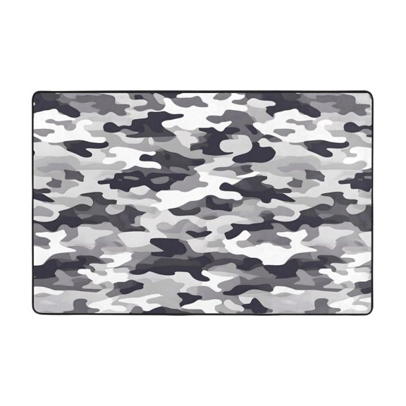 Flannel Non-Slip Mat Absorbent Soft To The Touch And Fine Fluff Not Fading Memory Foam Ball Vector Camouflage Pattern Gray_4 36"X24"