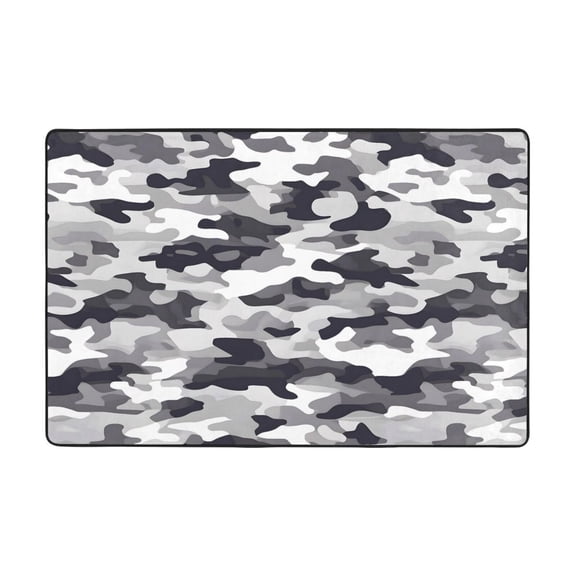 Flannel Non-Slip Mat Absorbent Soft To The Touch And Fine Fluff Not Fading Memory Foam Ball Vector Camouflage Pattern Gray_4 72"X48"