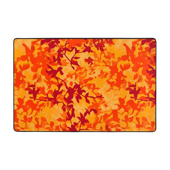 Flannel Non-Slip Mat Absorbent Soft To The Touch And Fine Fluff Not Fading Memory Foam Ball Vector Camouflage Pattern Orange Red_3 36"X24"