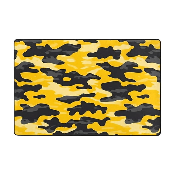 Flannel Non-Slip Mat Absorbent Soft To The Touch And Fine Fluff Not Fading Memory Foam Ball Vector Camouflage Pattern Yellow_3 36"X24"