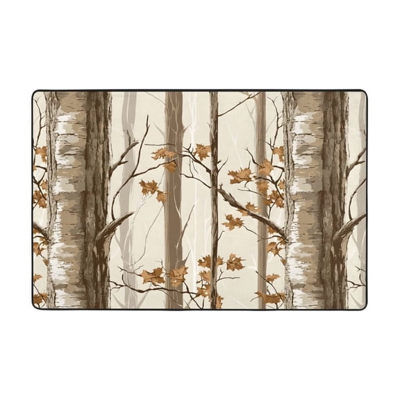 Flannel Non-Slip Mat Absorbent Soft To The Touch And Fine Fluff Not Fading Memory Foam Ball Woods Camouflage Tan_4 36"X24"
