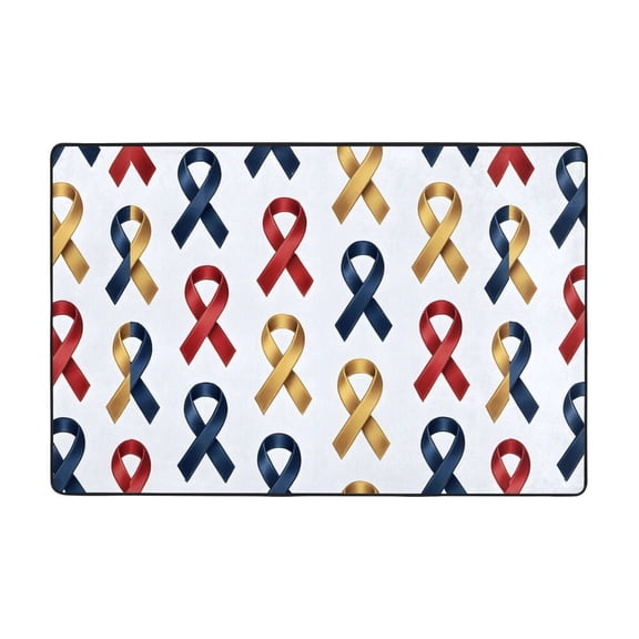 Flannel Non-Slip Mat Absorbent Soft To The Touch And Fine Fluff Not Fading Memory Foam Ball Cancer Awareness Ribbon Pattern - Metallic Elegance (1) 36"X24"
