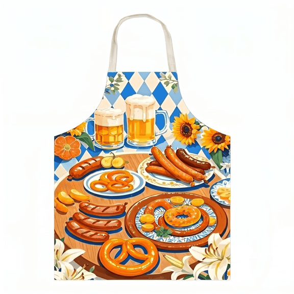 Flannel Oktoberfest Beer Festival Apron - Adjustable Neck Strap Water Resistant Durable for Kitchen Cooking Restaurant Server Party Use